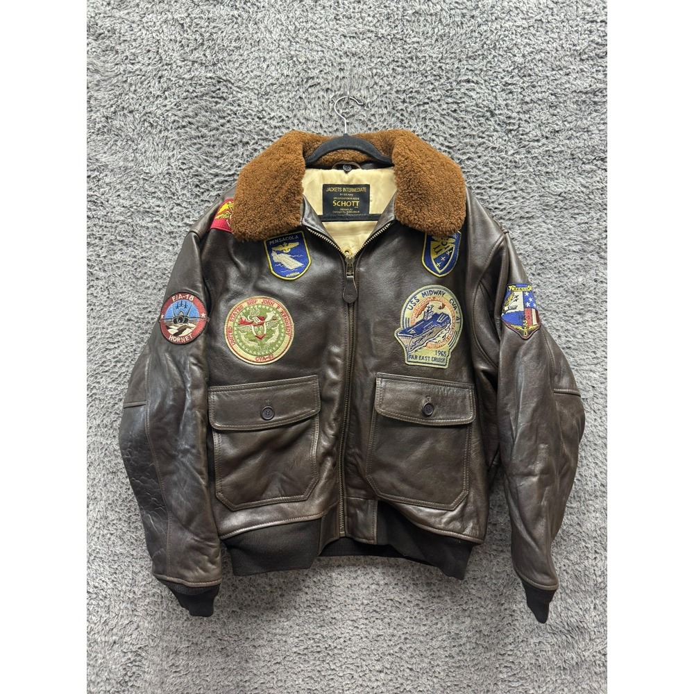 Schott Nyc G-1 Wings of Gold Leather Aviator Jacket Brown Legendary USA Mens XL